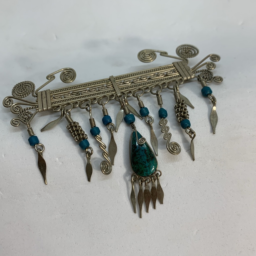 Brooch Silver And Turquoise 15$